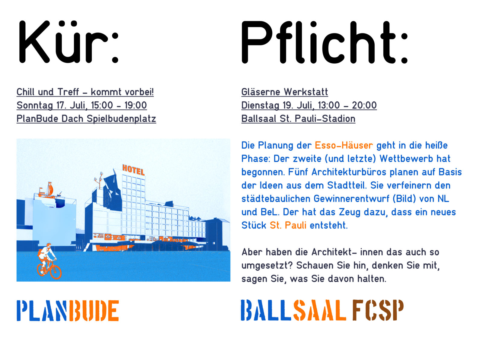 Pflicht: Gläserne Werkstatt Essohäuser – im Ballsaal des FC St. Pauli